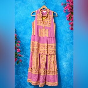 Lace Pink and Gold Embroidered Top